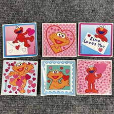 VTG Lot of 6 Smile Makers Sesame Street Stickers Henson Elmo & Zoe Love Hearts picture