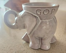 Frankoma 1968 Republican GOP Elephant Political Mug Nixon/Agnew Egg Shell picture