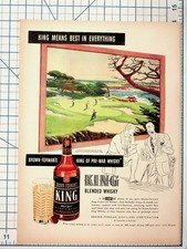 Vintage Brown-Forman King Whisky Pre-War Golf Scene Magazine Ad Ephemera picture