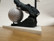 Morris happy Gilmore Alligator Golf Ball display on Triangular Base w/ Mini Flag picture