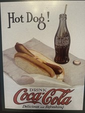 Coca-Cola Hot Dog Drink Coca-Cola Metal Sign Reproduction 1998 picture
