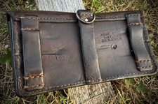 Vintage Swiss Military Leather Ammo Pouch K31 Schmidt Rubin Bern Maker Stamped picture