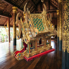Traditional Thai Spirit House Wooden Guardian Shrine Outdoor Home Decor picture