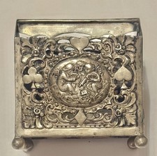 Antique Rare 1800’s Playing Cards, 800 Silver Case 3” X 2 7/8” X 1 5/8” & 112gr picture