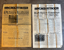 WWII 6th Armored Attacker Two Newspapers March May 1945 Buchenwald Frankfurt picture
