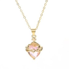Sacred Heart of Jesus Necklace for Women Heart of Mary Necklace pink-4 picture