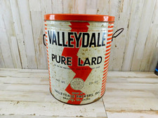 VTG Valleydale Pure Lard 25 lb Metal Tin Bucket Bristol VA Farmhouse Mancave VA picture