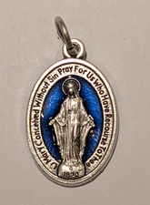 Catholic Blue Enameled Miraculous Medal - Made in Italy picture
