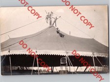 c1910 Men Balancing Circus Tent BEAVER CITY Nebraska NE Furnas County RPPC Photo picture