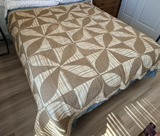Antique Quilt Handmade Winding Ways Farmhouse Brown Cream 89