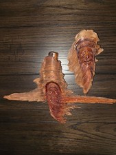 2 Small Hand Carved Wall Wood Tree Spirits picture