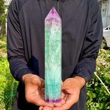 2.05LB Large Natural colored fluorite crystal column obelisk healing specimen picture