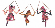 Vintage Handmade Indonesian Wayang Kulit Shadow Puppets Wood Folk Art Lot of 3 picture