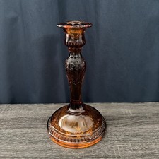 Vintage Amber Glass Candlestick picture