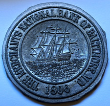 Vintage Merchants National Bank Baltimore MD 1806 Commemorative Token picture