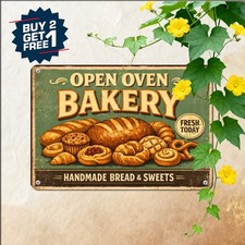 Fresh Bakery Sourdough Bread Daily Pastry Shop Metal Tin Sign Plaque 8x12 picture
