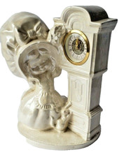 Vintage Desk Mantel NARCO West Germany Clock Iridescent Girl and Her Puppy picture
