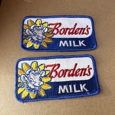 NOS Vintage Borden's Dairy Milk Uniform Patches Lot of 2 Elsie Cow Memorabilia picture