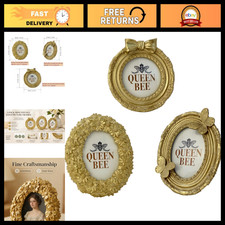 3 Pcs Vintage Gold Ornate Picture Frames Set - Oval 2.5x3.5 & Round 3x3 Inch picture