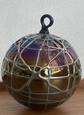 Vintage Signed Abelman  Art Glass Webbed Ornament picture