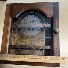 VTG Wooden Herbs & Spices Cabinet With Glass Door Wall Mounted Or Countertop picture