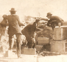 Machine Gun Battle Mexican Revolution War Fighting Combat Real Photo Postcard picture