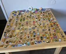 vtg Larger Mixed Lot Pins & Pinback Buttons - Sports Music Disney 282 pieces picture