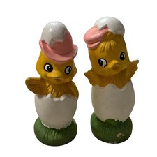 VTG 60s Anthropomorphic Chick in Egg Figurine Set MCM Kitsch Easter MCM *read* picture