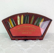 Antique Gray & Dudley Hardware Co Red Display Box Straight Razors Set of 12  picture
