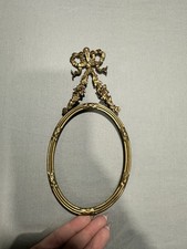 VTG Louis XVI 19th Century Brass Oval Frame Ornate Ribbon picture
