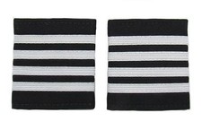 Pilot Captain, Silver Strips Epaulettes, Airline, Cabin Crew 4 Bars R1738-04 picture