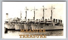 C.1945 UNIDENTIFIED USS SHIPS 121 121 123 124 DOCKED, FLAGS PHOTO F25 picture