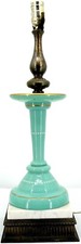 Vintage Mid Century Modern MCM Teal Lamp on Marble Base - 7.25