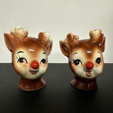 Vintage Lefton Rudolph the Red Nosed Reindeer Salt & Pepper Shakers 4370 Set picture