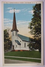 St Paul's Roman Catholic Church Staatsburg New York White Border Postcard picture