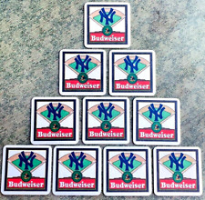 NEW YORK YANKEES Lot of 10 NEW Square Bar Style Drink Coasters NY BUDWEISER BEER picture
