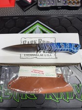 Bark River Mini Aurora Knife CPM-3V - VERY RARE BLUE MAMMOTH Handle Black Liner picture