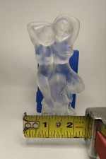 Lalique France Signed Frosted Crystal Faun & Nymph Figurine Grape Vine Fig B31 picture