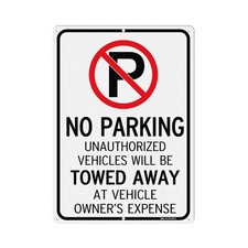 No Parking Tow Away Warning Sign - Durable 14x10 Aluminum with Pre-drilled Holes picture