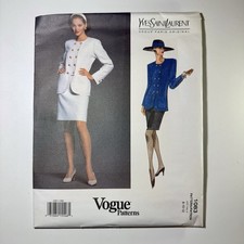 Vtg NEW Vogue 1083 YSL Paris Original Pattern Sz 8 10 12 Jacket Skirt Suit 90s picture
