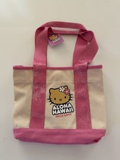 SANRIO Tan HELLO KITTY Beach Party HAWAII Pink Mini Canvas Tote Bag NWT picture