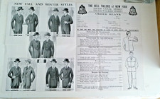 C1915 LETTERHEAD & MEASURING CHART BODY TYPES /PRICES BELL TAILORS NYC WALKER ST picture