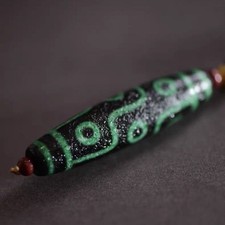 58mm Tibetan Nine Eye Dzi Bead Pendant Old Agate Necklace Single Bead Amulet 1pc picture