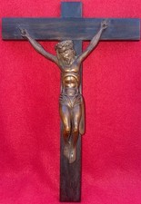 Beautiful Christ Jansenist Carved Wood Signed Bordeaux 1951 Crucifix picture