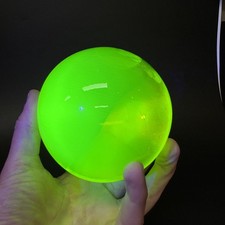 Vaseline Uranium Glass Solid Sphere Paperweight 100mm Flat Base 1.3kg picture