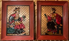 Vintage (1940s)Copper Craft of Hollywood Chinioserie Large Art 20x25 orig frames picture