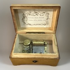 Vintage Thorens Swiss Music Box Wood 2 Tune Little Jack Horner Pussy Cat 1940s picture