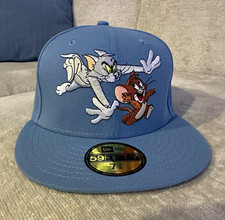 New Era 59FIFTY Tom & Jerry 85 Years Blue/Gray Fitted Hat Cap Size 7 3/8 picture