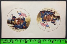 Antique 1910s Civil War Soldiers Battle Pinback Paper Insert Sheet picture