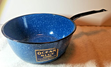 Vintage NOS Fletcher Enamel Co Enamelware Pan Original Label Sticker Decal Blue picture